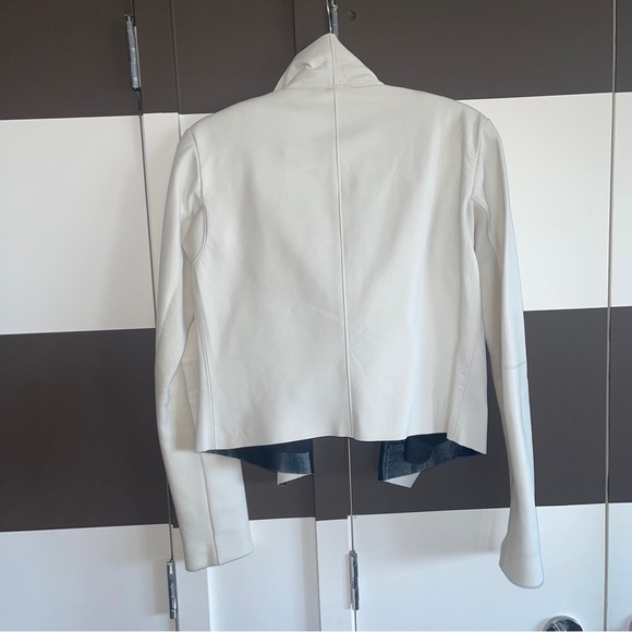 VEDA White & Black Flap Leather Jacket Size Medium - Picture 14 of 15